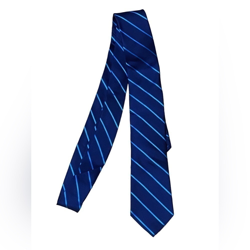 DARK blue and teal striped tie